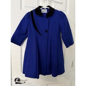 Vintage Rothschild Girls Size 6 Princess Coat Cobalt Black Fancy Photo Shoot USA